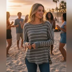 Very Lightweight Loose Fit Striped Sweater
